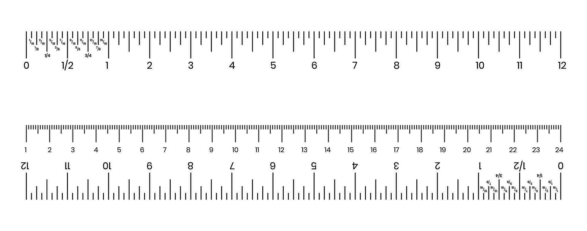 Lineal Zoll , Zentimeter und Millimeter Rahmen mit Zahlen zum Apps oder Webseiten. vektor