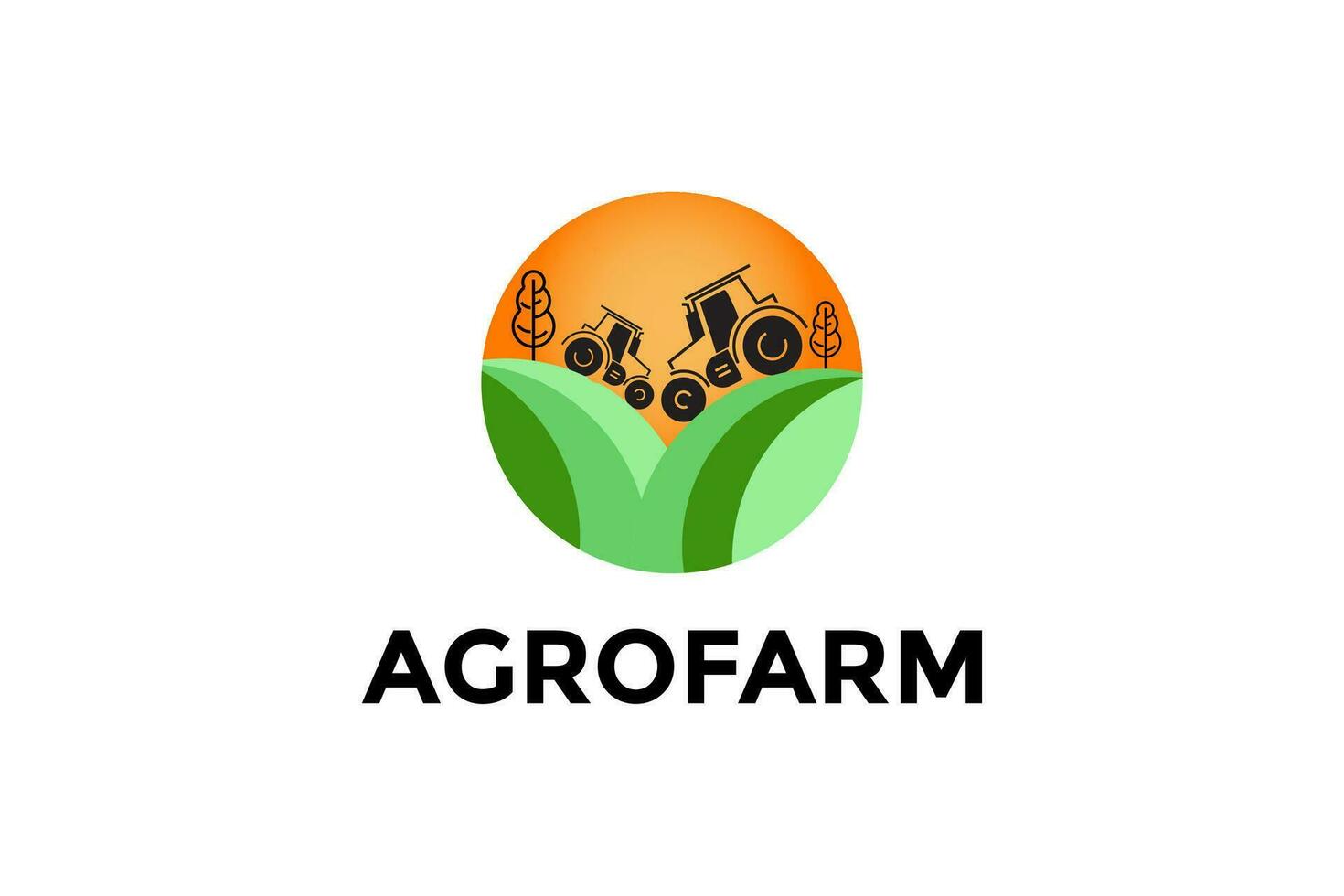 Agro Bauernhof Logo Design mit das Konzept von Farmer Traktor und Linie Kunst Stil vektor