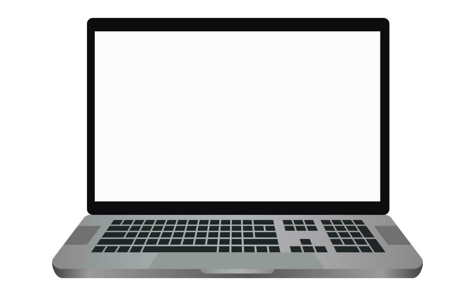 Laptop mit ein leer Bildschirm mit ein Weiß Hintergrund. Modelle Vorlage Design, Vektor Illustration Elemente.