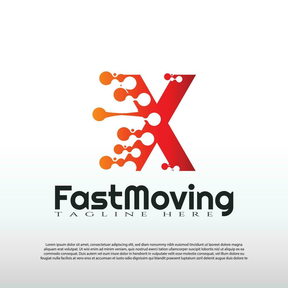snabb rör på sig logotyp med första x brev begrepp. rörelse tecken. teknologi företag och digital ikon -vektor vektor