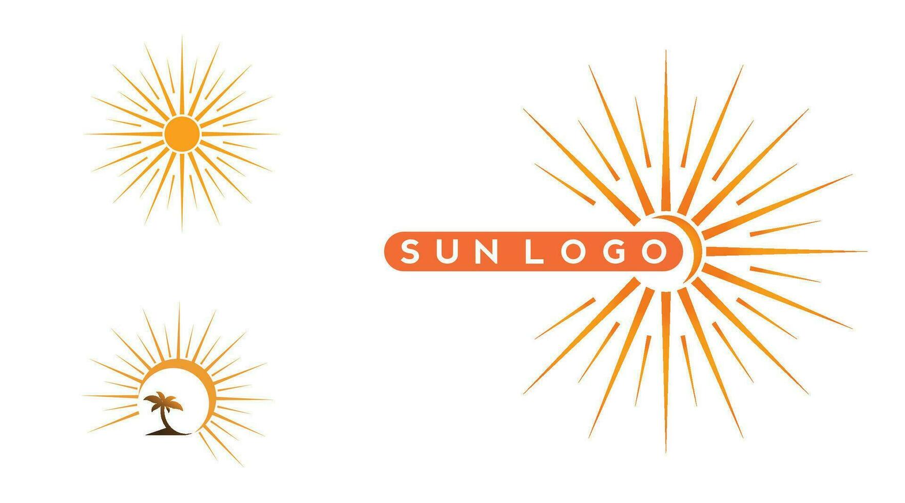 Sol logotyp design på de horisont. sommar tecken eller symbol. Sol ikon vektor. illustration element. vektor