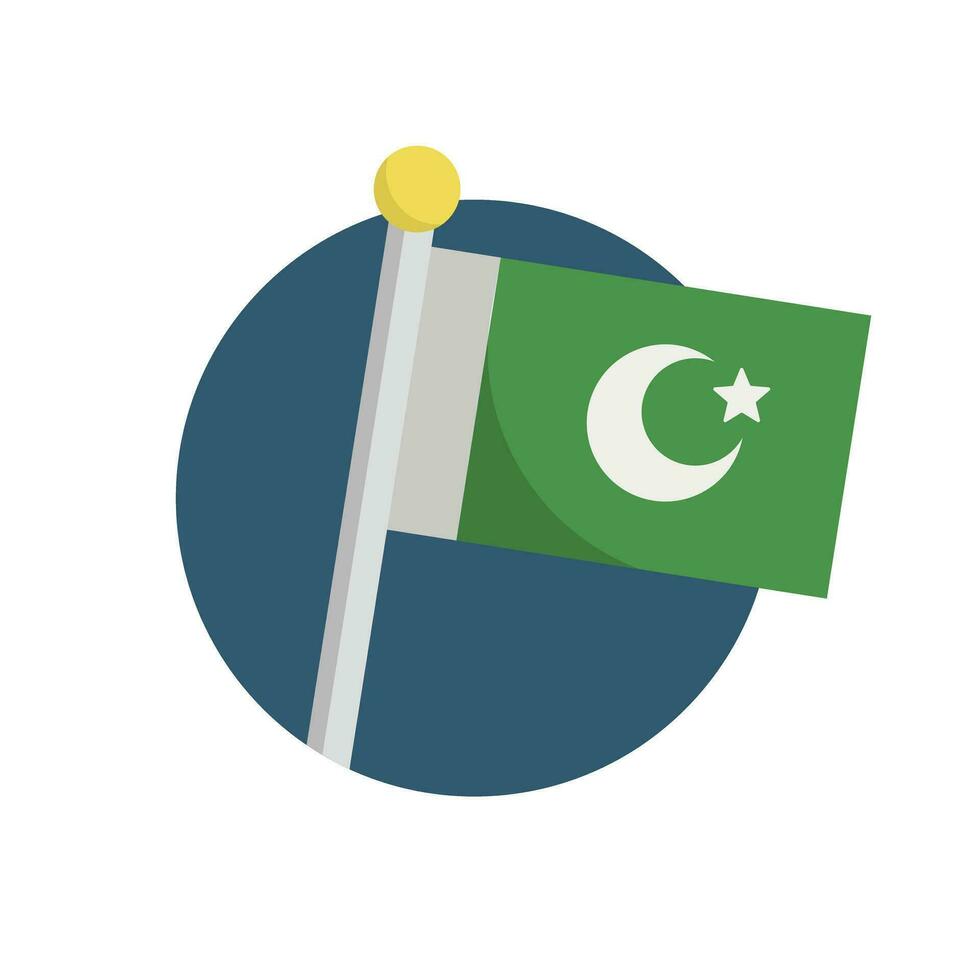 eben Design pakistanisch Flagge Symbol mit Pole. Vektor. vektor