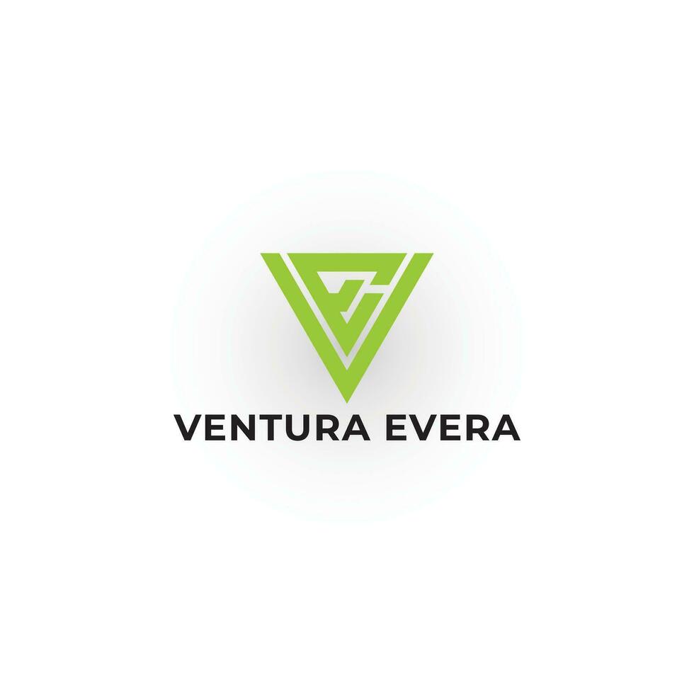 abstrakt de första brev ve eller ev i grön Färg isolerat på vit bakgrund. brev e v ve triangel logotyp tech design vektor stock illustration applicerad för företag och hört logotyp design.