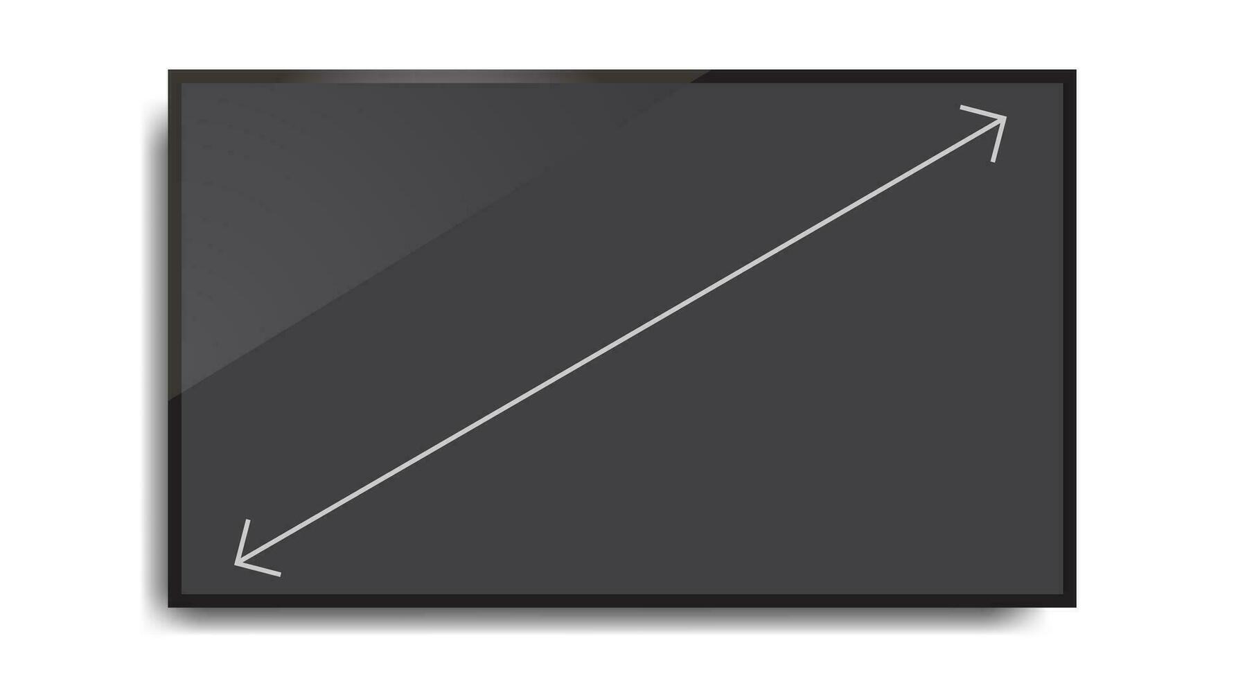 realistisk svart tv skärm med isolerat vit bakgrund. 3d led TV med tom skärm på de vägg. vektor illustration element.