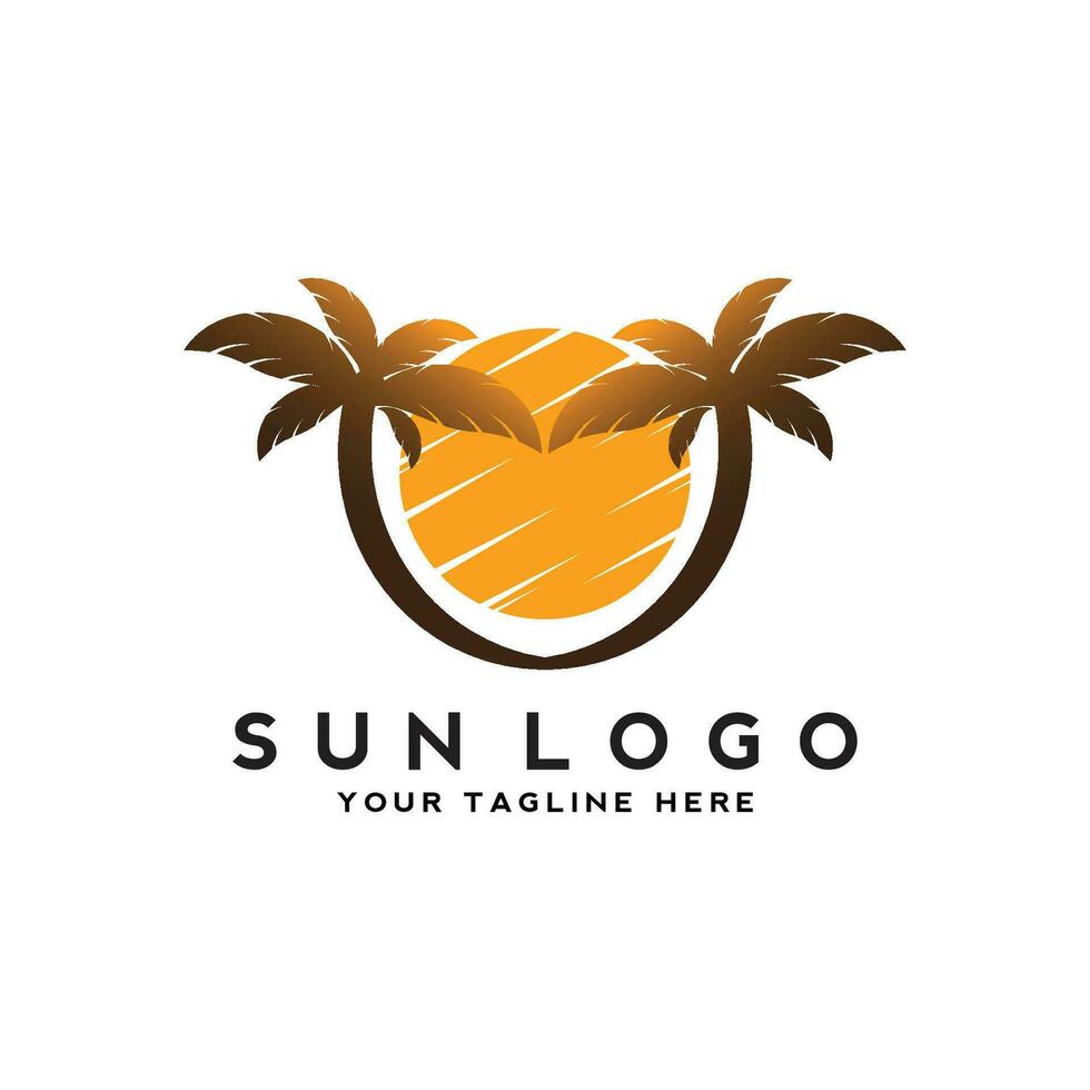 Sonne Logo Design auf das Horizont. Sommer- Zeichen oder Symbol. Sonne Symbol Vektor. Illustration Element. vektor