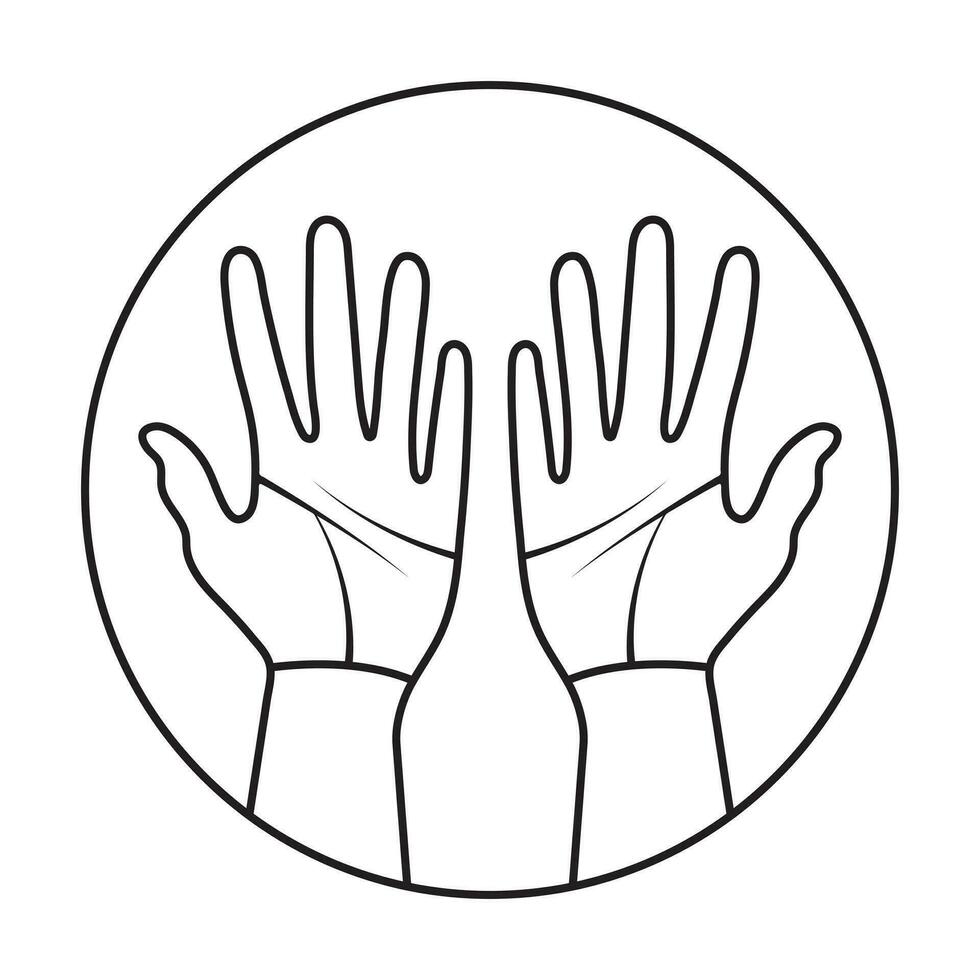 avrundad en palmist eller kiromanti med två mänsklig händer linje konst ikon fo appar eller webbplatser vektor
