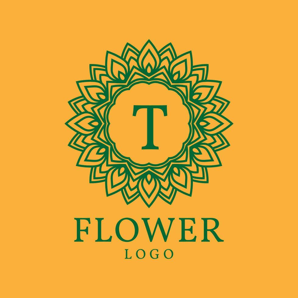Blume Rahmen Brief t Initiale Vektor Logo Design