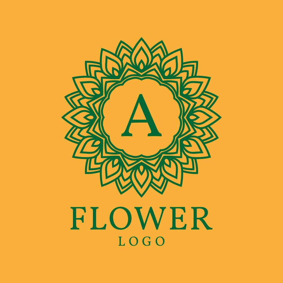 blomma ram brev en första vektor logotyp design
