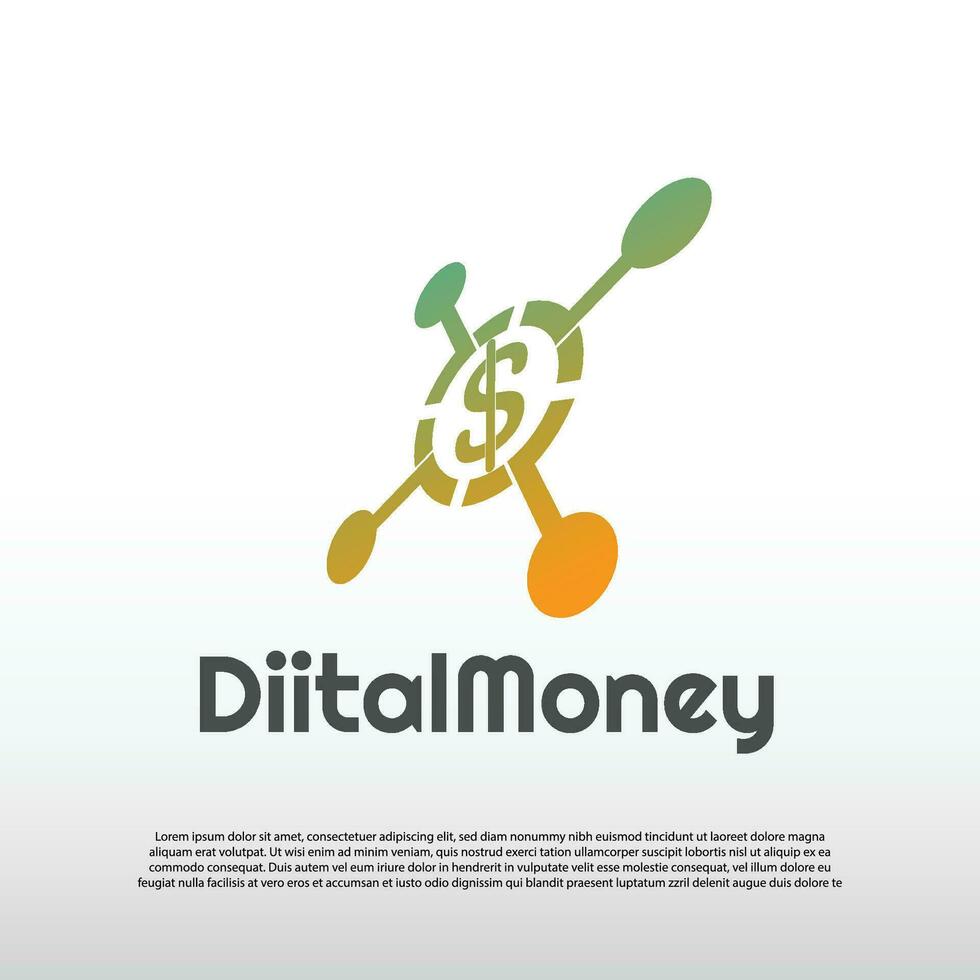 Digital Geld Logo Design, Dollar Zeichen Konzept, Illustration Element-Vektor vektor