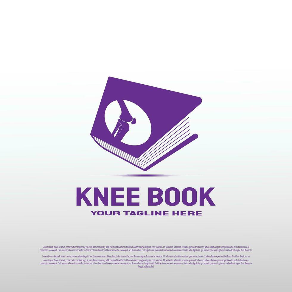 Knie Knochen Logo. mit Bildung Buch Konzept. Gesundheitswesen und medizinisch Symbol. Illustration Element Vektor