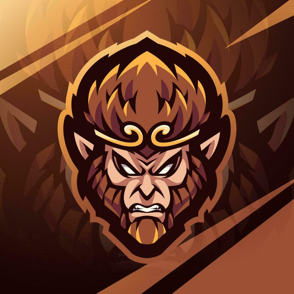 Affe König Kopf Esport Maskottchen Logo Design vektor