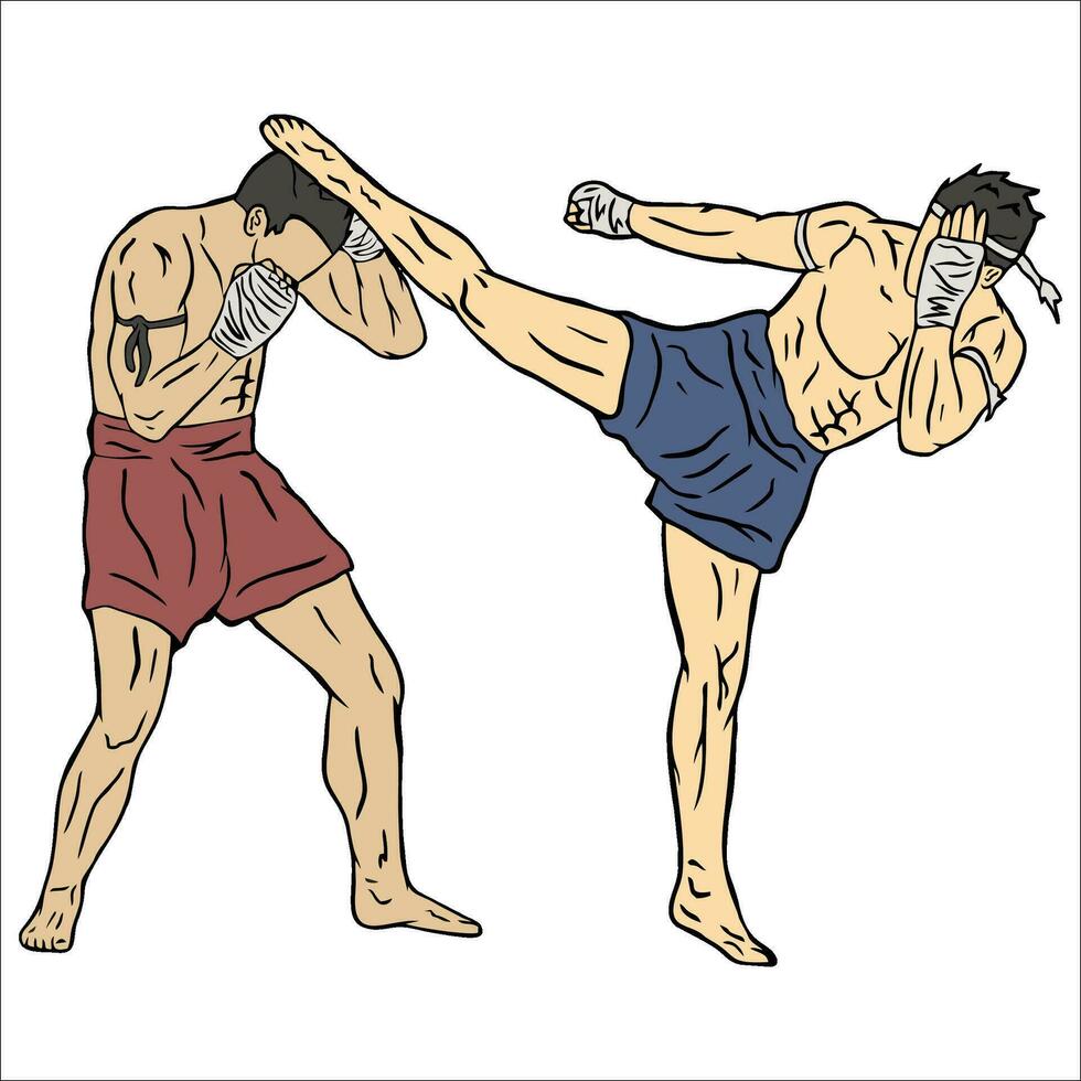 muay thai kämpe illustration vektor