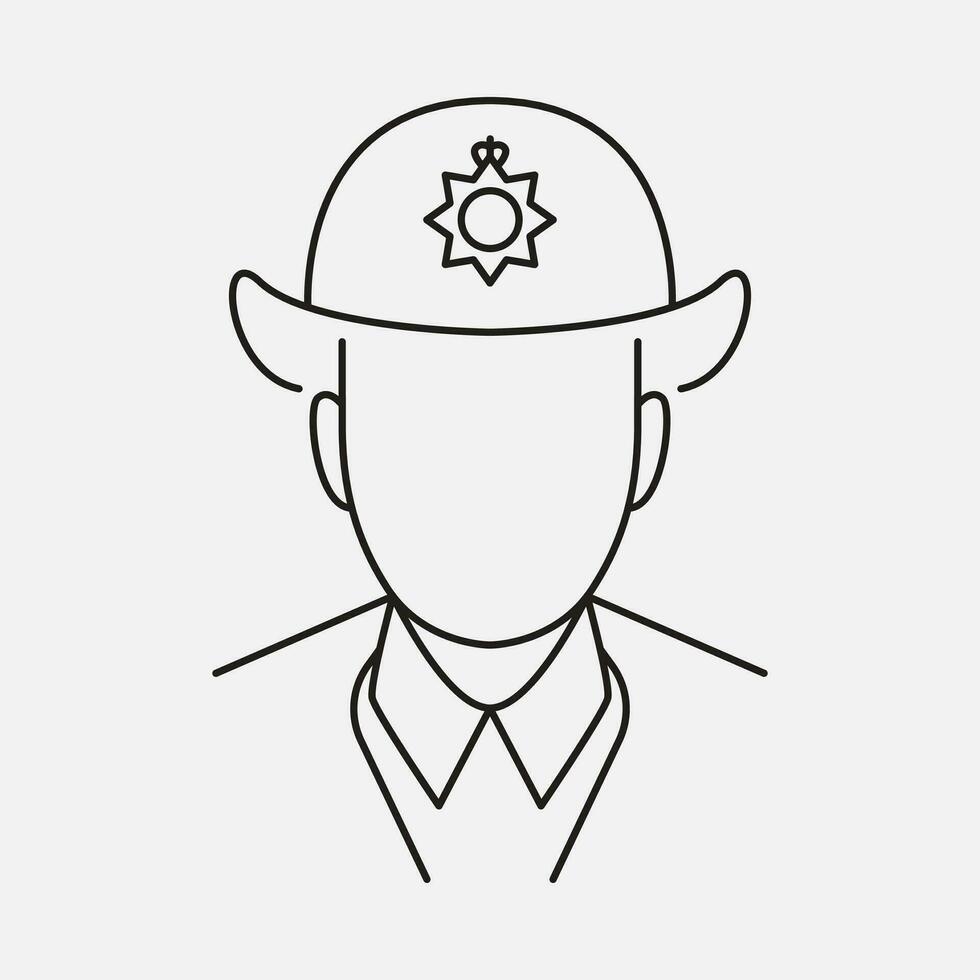 engelsk polis linje ikon. Bobby officer avatar. London säkerhet. vektor illustration