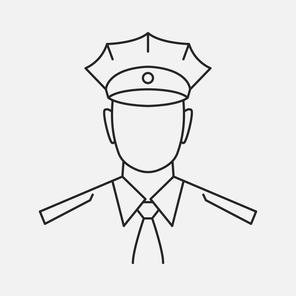 Polizist Linie Symbol. Polizei Offizier, Patriot. Sicherheit Benutzerbild. Gesetz Durchsetzung Mann. Vektor Illustration