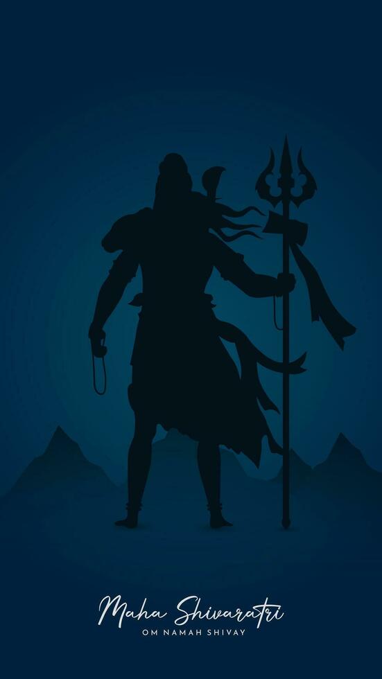 maha shivratri illustration av herre shiva silhuett design social media posta vektor