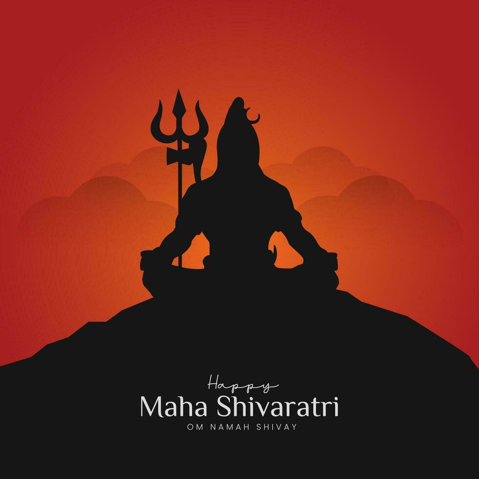 maha shivratri illustration av herre shiva silhuett design social media posta vektor