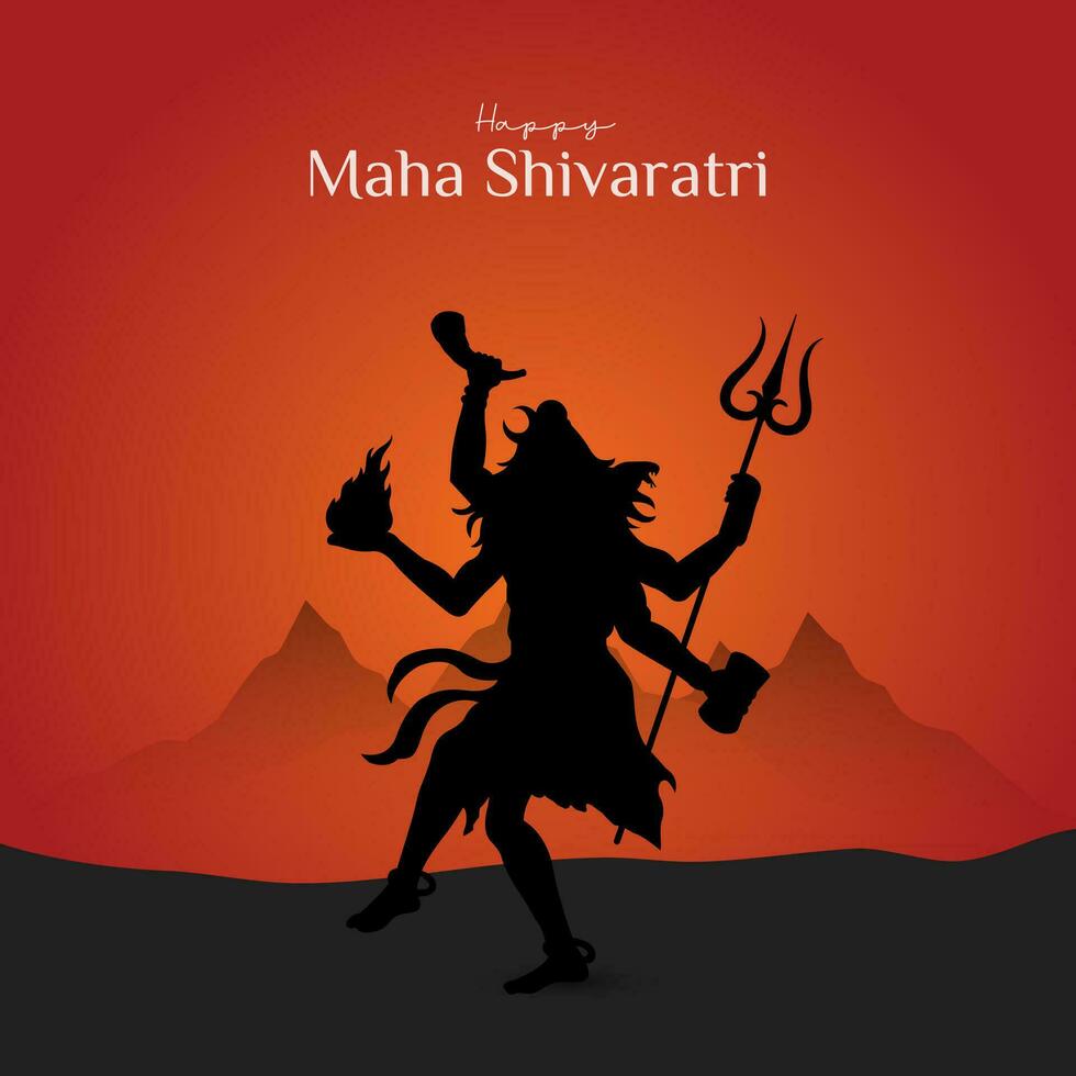maha Shivratri Illustration von Herr Shiva Silhouette Design Sozial Medien Post vektor