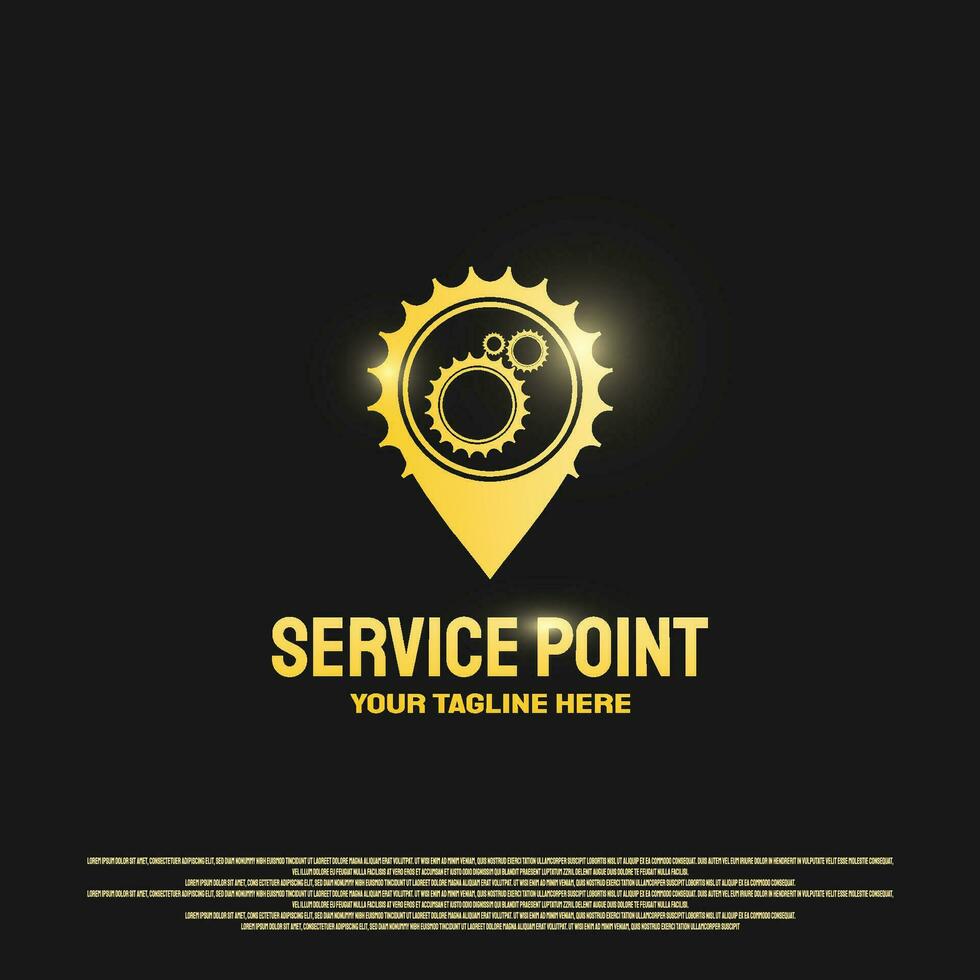 service punkt logotyp design med kugghjul begrepp. maskin teknik tecken. vektor teknologi ikon