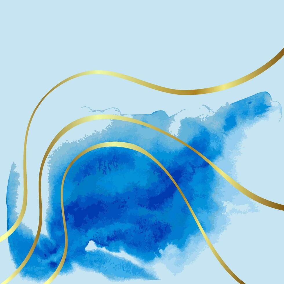 Blau und Gold Welle Kunstwerk Aquarell Vorlage. vektor