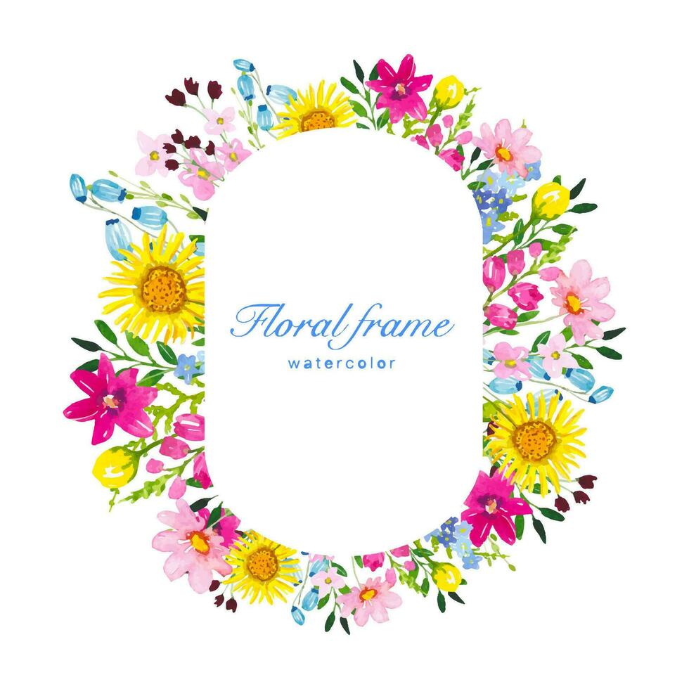 Blumen- Rahmen mit Sommer- Blumen ,Aquarell, Blumen- Hintergrund vektor