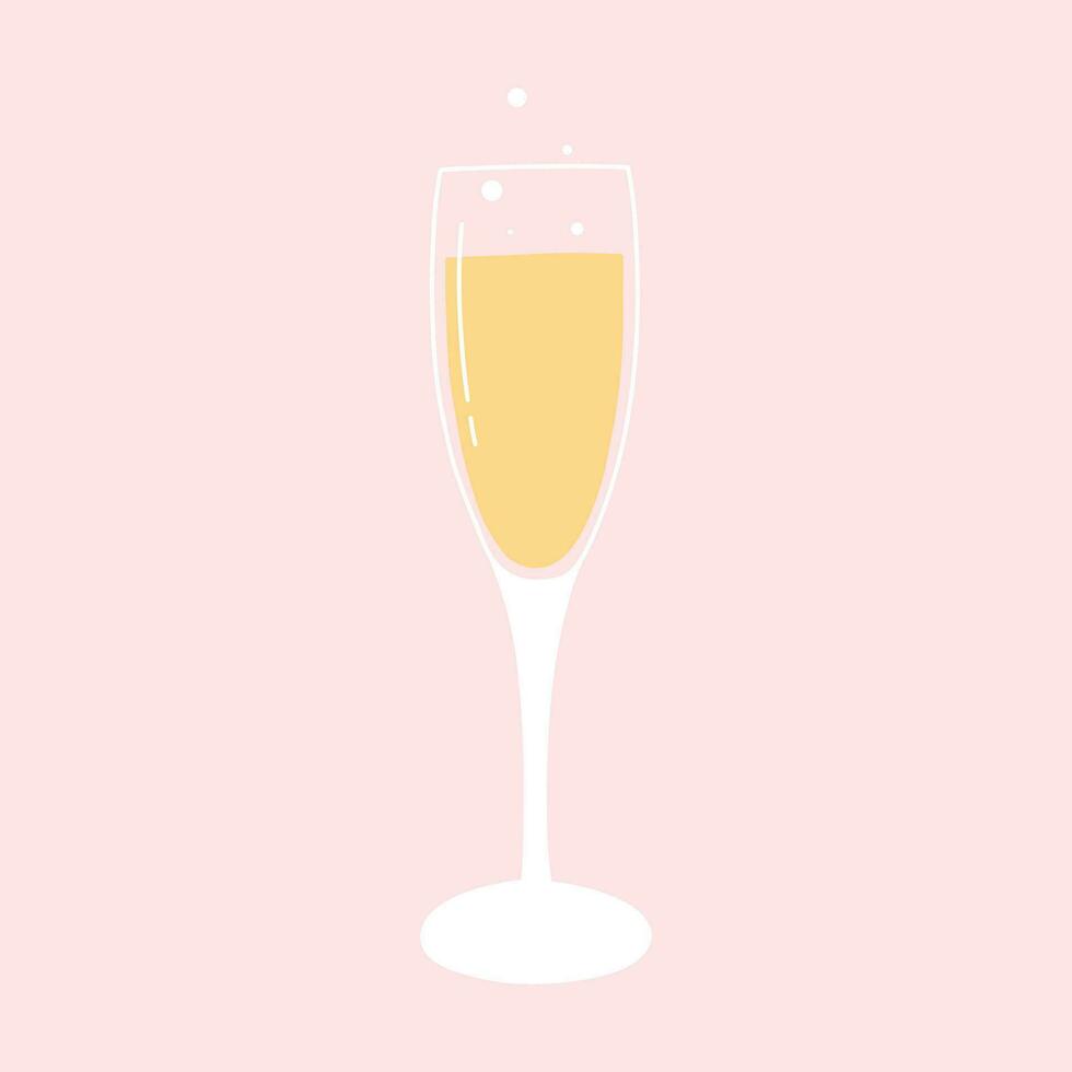 ein Glas von Champagner. Vektor Illustration. isoliert Glas mit sprudelnd Champagner.