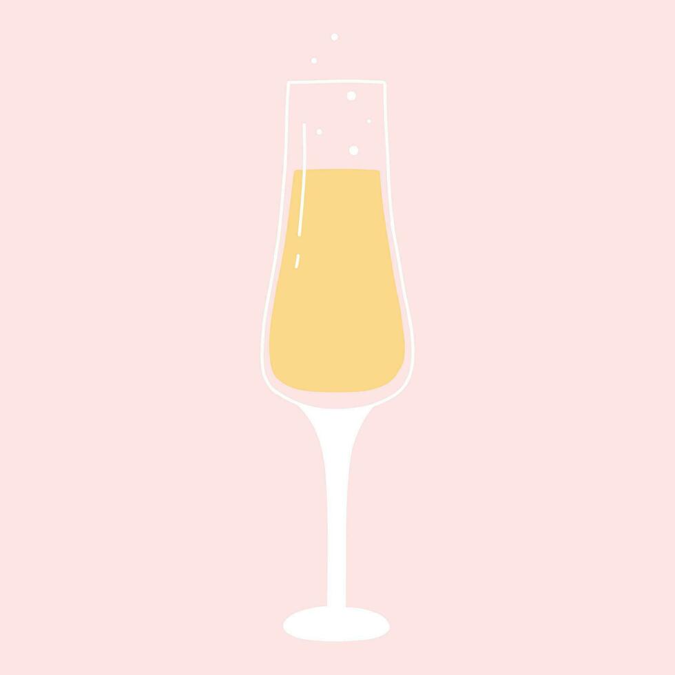 ein Glas von Champagner. Vektor Illustration. isoliert Glas mit sprudelnd Champagner.