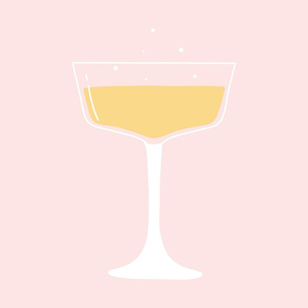 ein Glas von Champagner. Vektor Illustration. isoliert Glas mit sprudelnd Champagner.