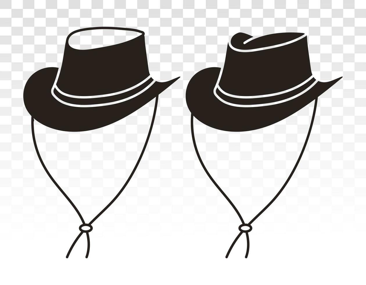 Cowboy Hut oder Bullenhaut Hüte mit Gurt festgeschnallt eben Symbol zum Apps und Websites vektor