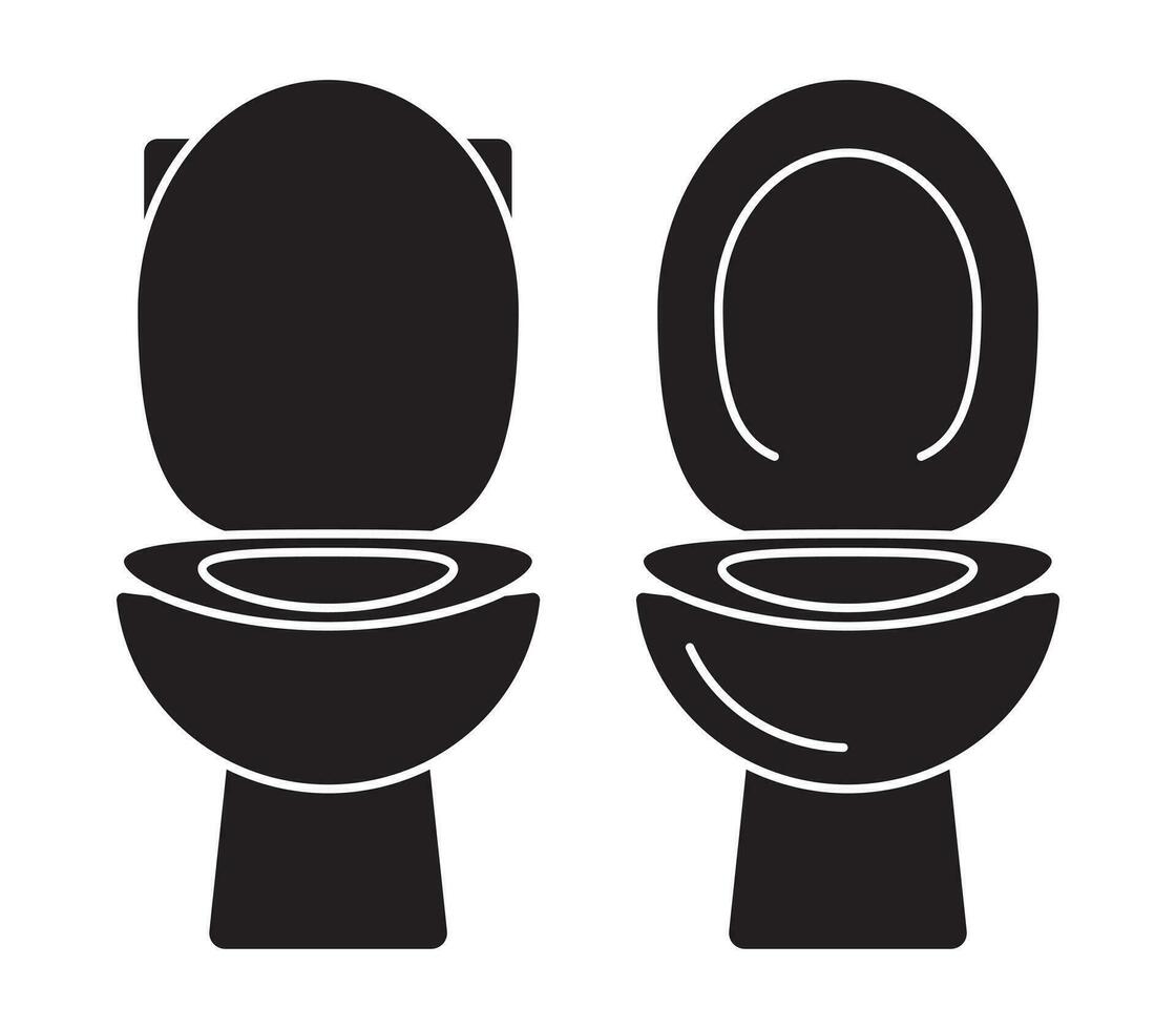 Wandschrank Toilette oder Badezimmer Toilette Sitz eben Vektor Symbole zum Apps und Websites