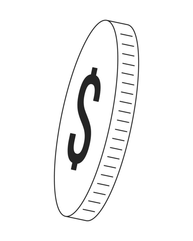 golden Münze eben einfarbig isoliert Vektor Objekt. editierbar schwarz und Weiß Linie Kunst Zeichnung. einfach Gliederung Stelle Illustration zum Netz Grafik Design