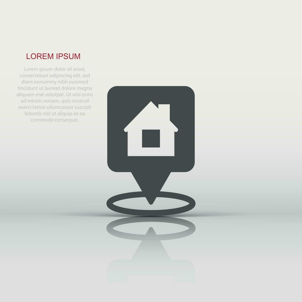 Home-Pin-Symbol im flachen Stil. Hausnavigationsvektorillustration auf weißem getrenntem Hintergrund. Position Geschäftskonzept finden. vektor