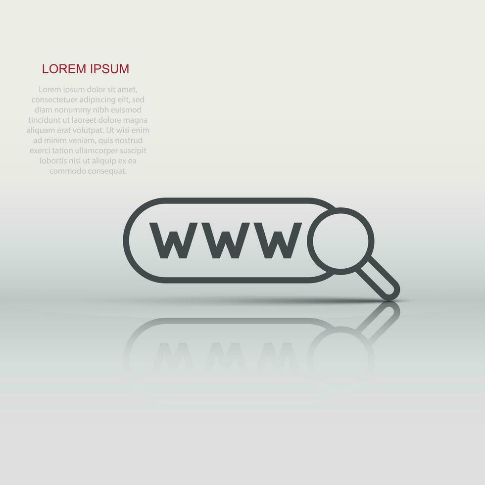 globales Suchsymbol im flachen Stil. Website-Adresse-Vektor-Illustration auf weißem Hintergrund isoliert. WWW-Netzwerk-Geschäftskonzept. vektor