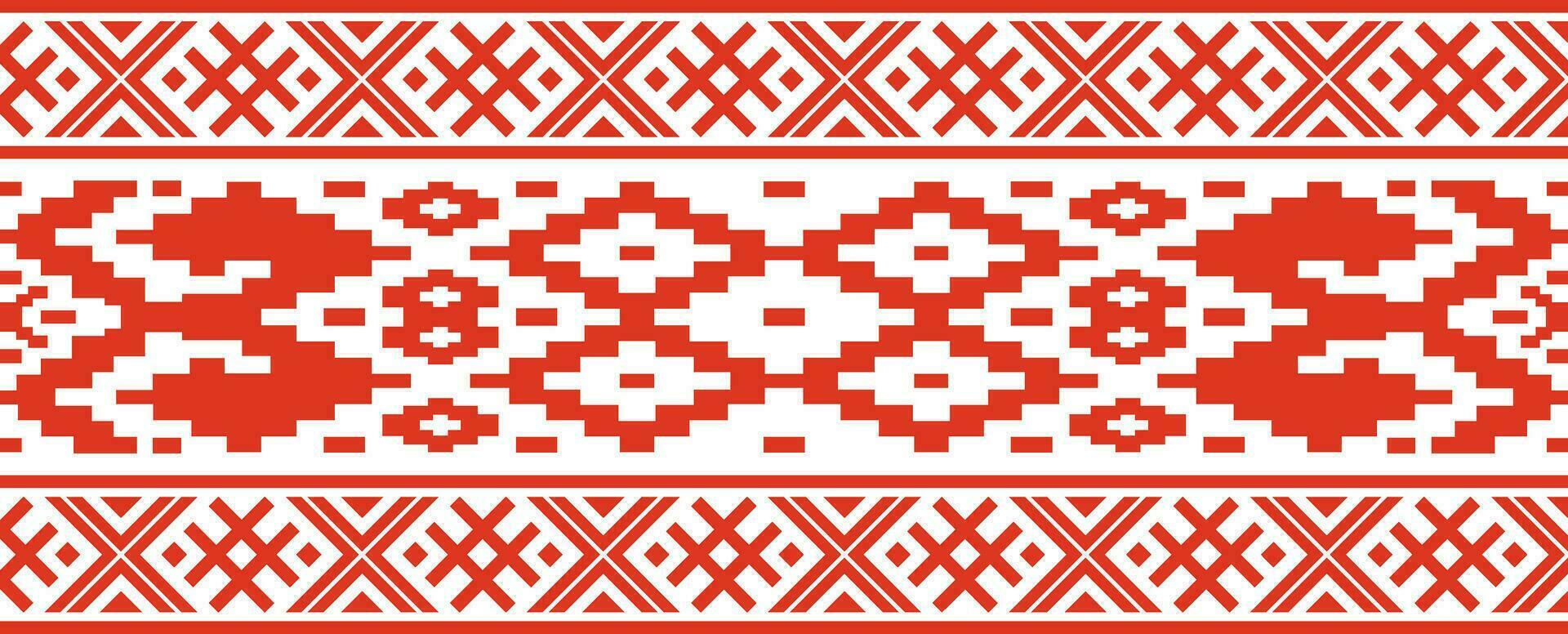 vektor röd Färg sömlös vitryska nationell prydnad. etnisk ändlös svart gräns, slavic människors ram.