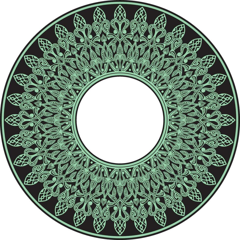 Vektor Grün runden orientalisch Ornament. Arabisch gemustert Kreis von Iran, Irak, Truthahn, Syrien. persisch rahmen, Grenze.