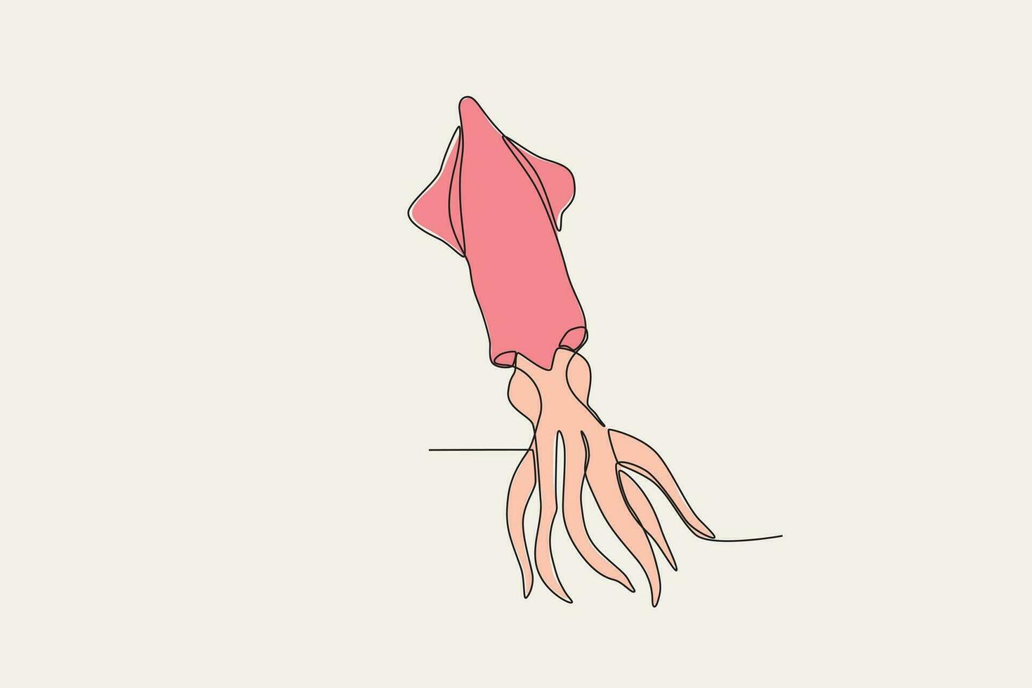 färgad illustration av en bläckfisk simning i de hav vektor