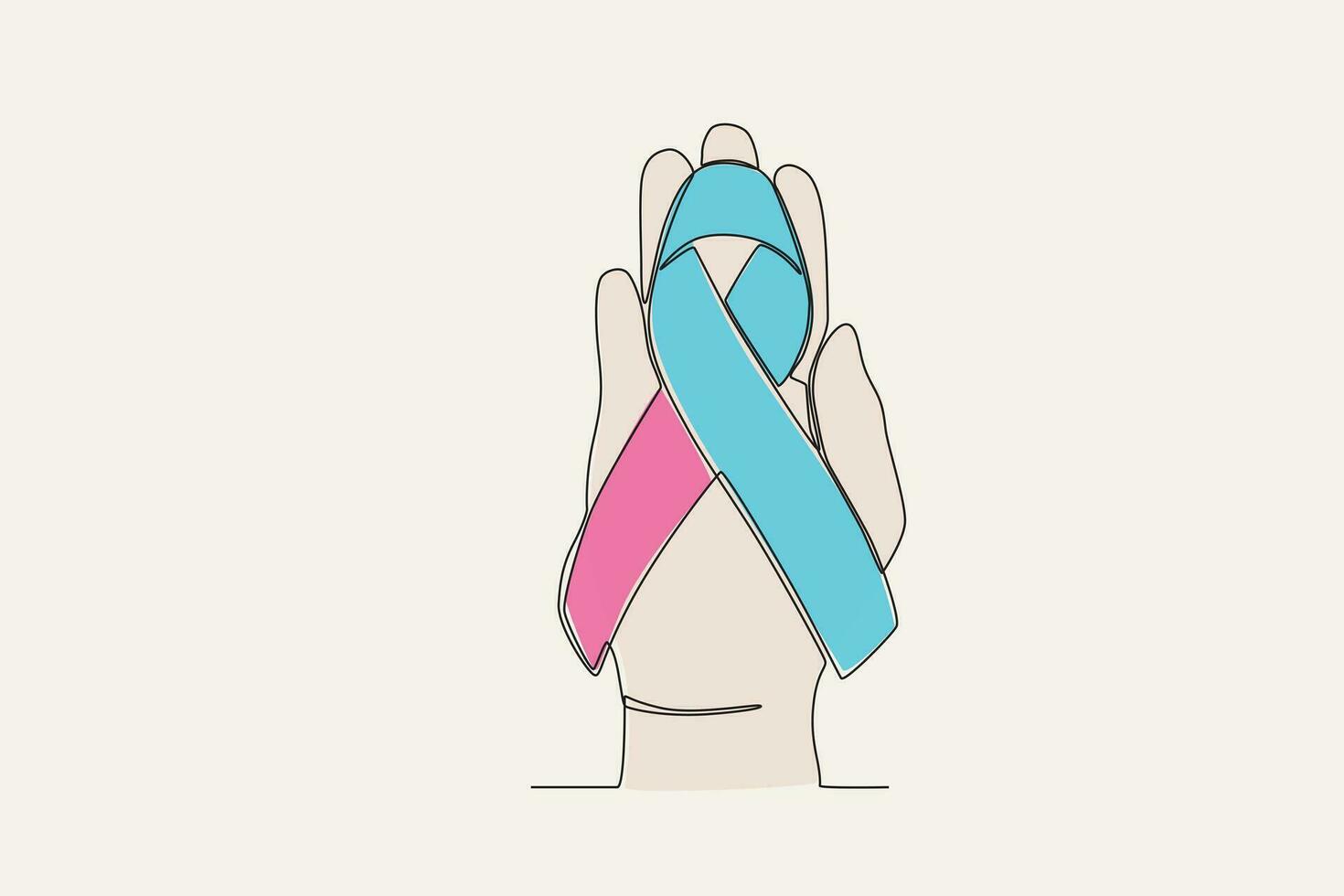 Färg illustration av en hand innehav en band av medvetenhet av en bebis vektor