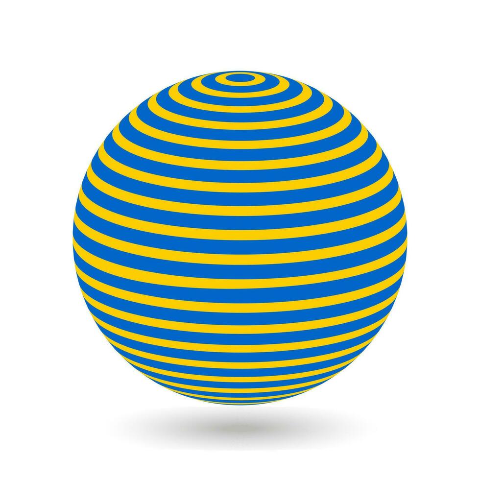 dekorativ Ball mit Gelb horizontal Streifen auf ein Blau Hintergrund. Design Elemente zum Werbung Flyer, Präsentation Vorlage, Broschüre Layout. Vektor. vektor