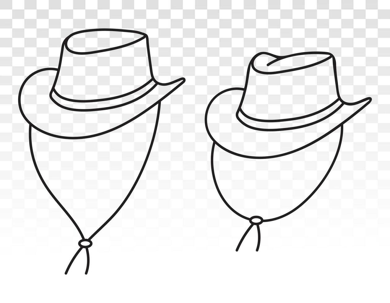 Cowboy Hut oder Bullenhaut Hüte mit Gurt Linie Kunst Symbol zum Apps und Websites vektor