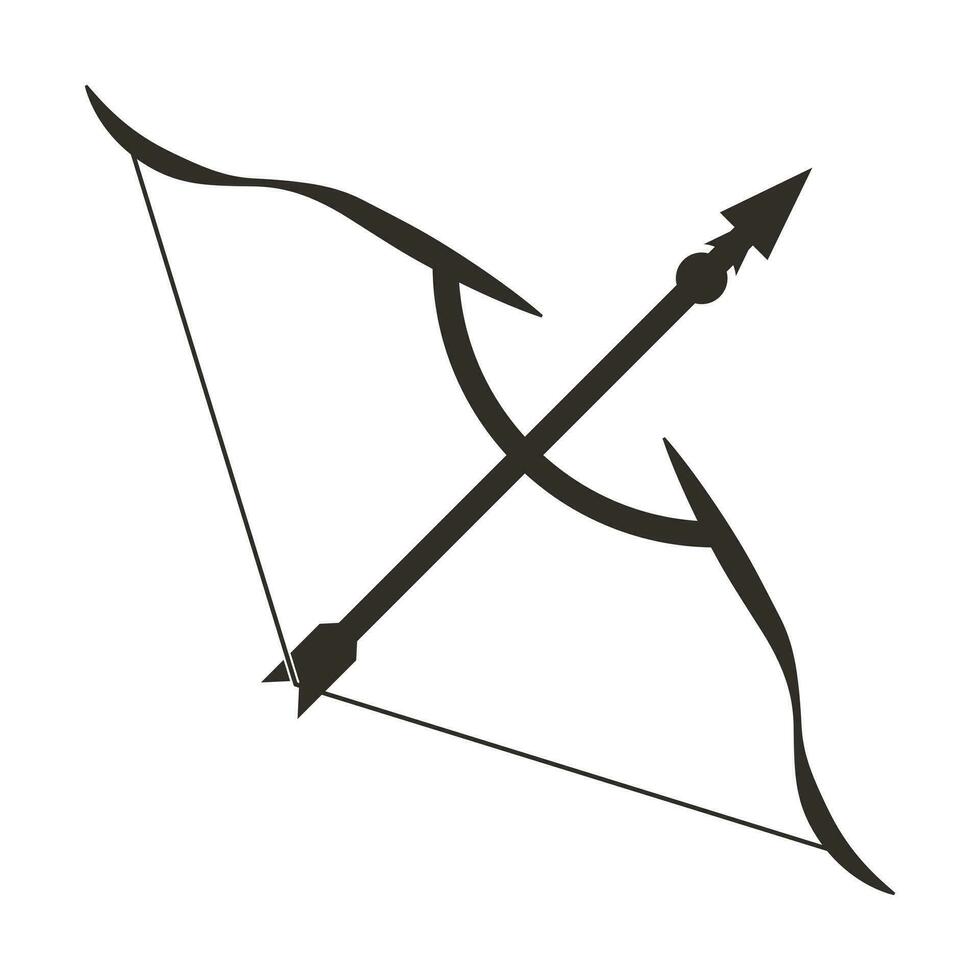 lange Bogen mit Pfeil Bogenschießen eben Symbol zum Apps und Websites vektor