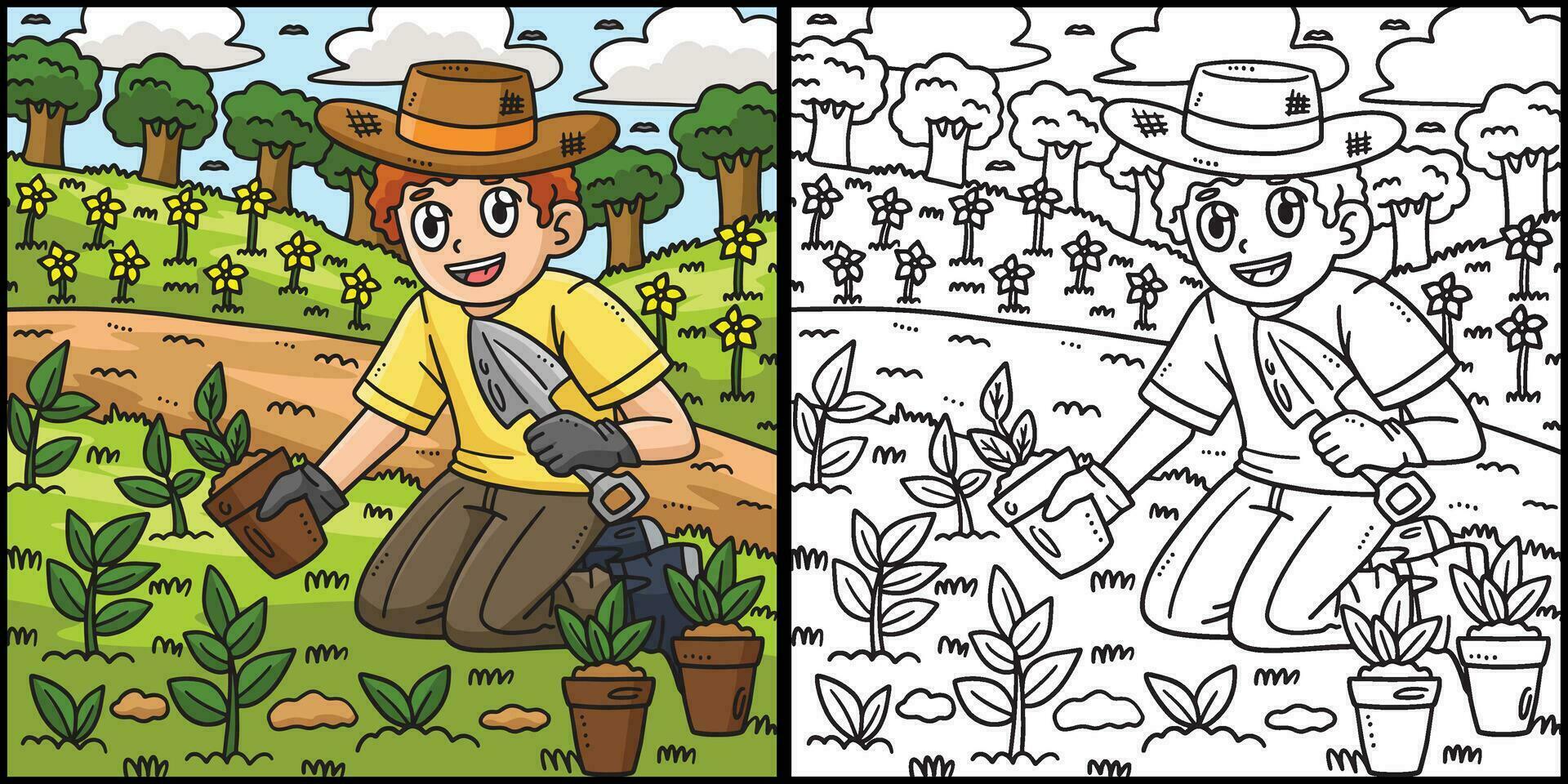 arbetskraft dag trädgårdsmästare plantering plantor illustration vektor