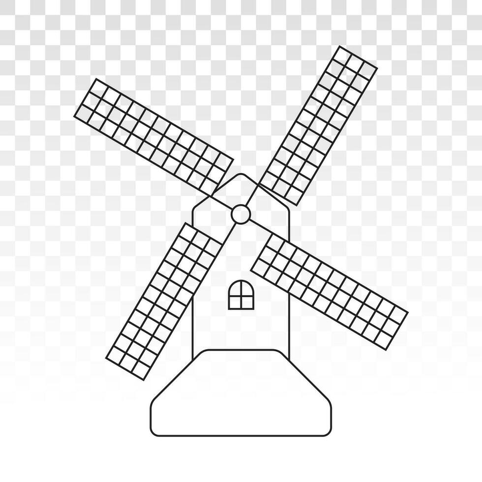Windmühle oder Wind Turbine Linie Kunst Symbol zum Apps oder Webseite vektor