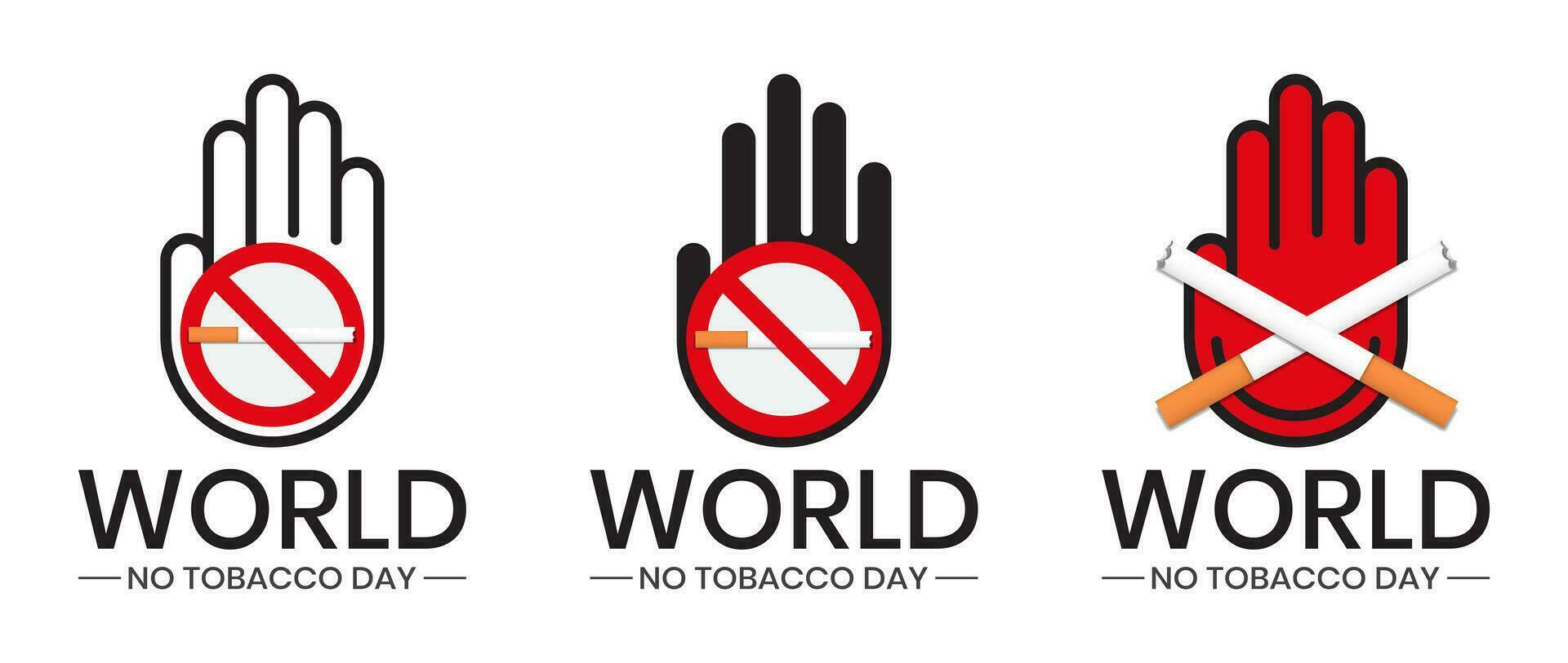 Welt Nein Tabak Tag mit Illustration von Hand Geste Zeichen und Zigaretten vektor