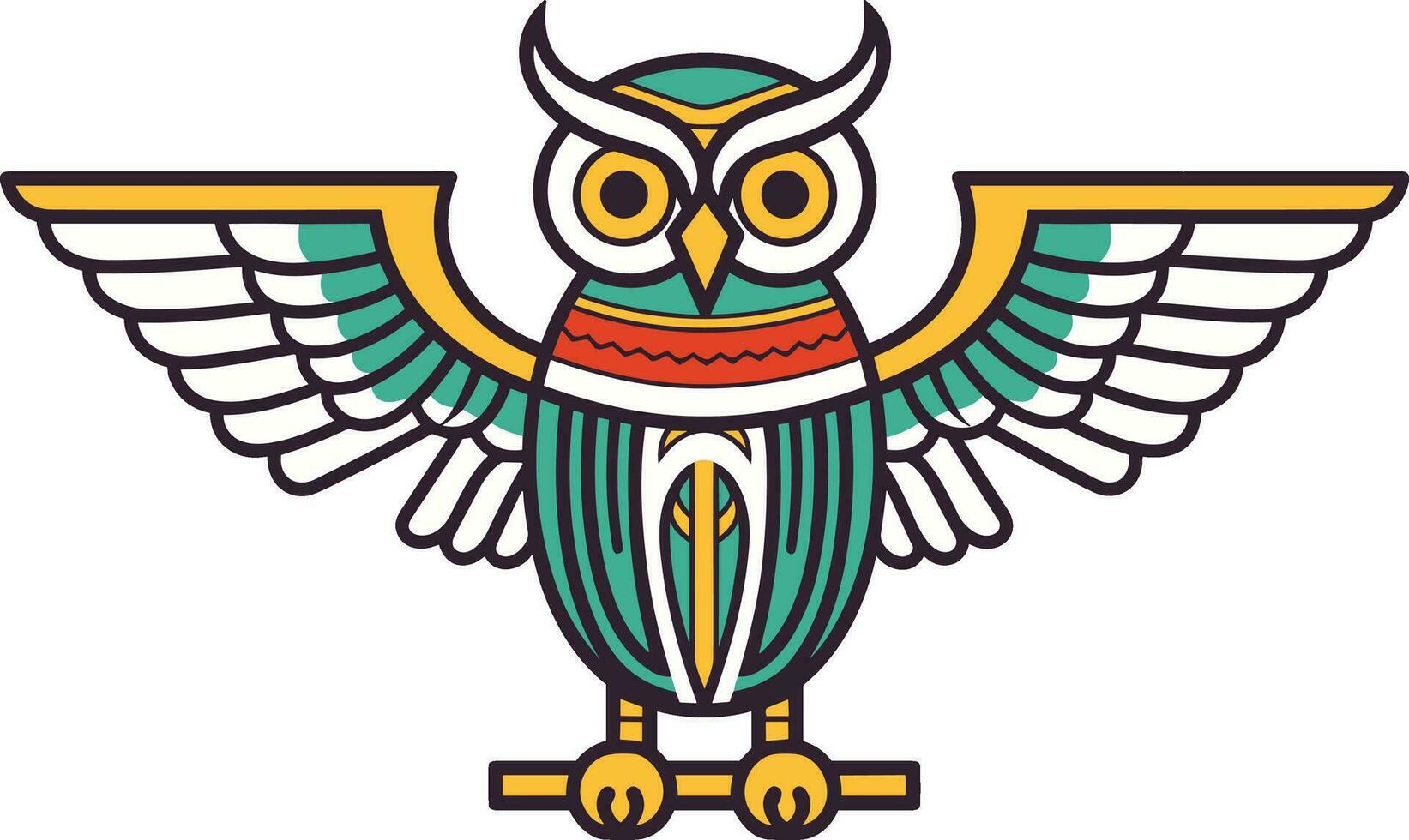 ägyptisch Eule mit dekorativ Elemente Vektor Illustration