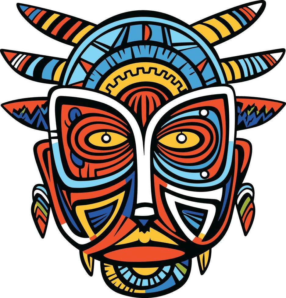 Stammes- Maske Vektor Illustration auf isoliert Hintergrund, Stammes- Masken zum T-Shirt Design, Aufkleber und Mauer Kunst