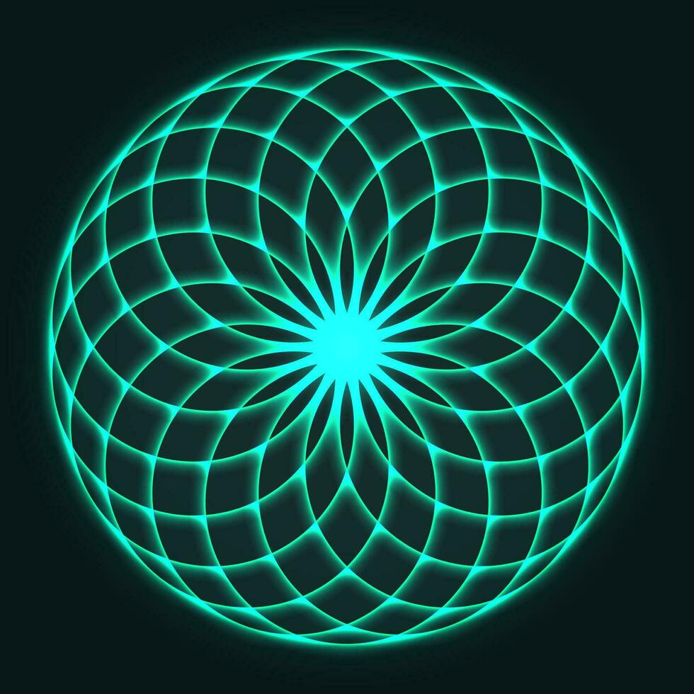 mandala design. blomma av liv. helig geometri. mönster av roterande cirklar. matematisk symbol. balans och harmoni. vektor illustration.
