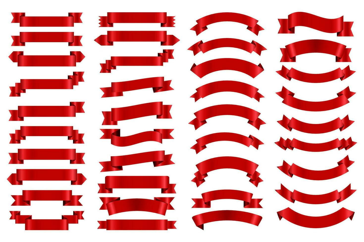 röd band samling platt vektor. vinka band banderoller uppsättning vektor. vektor