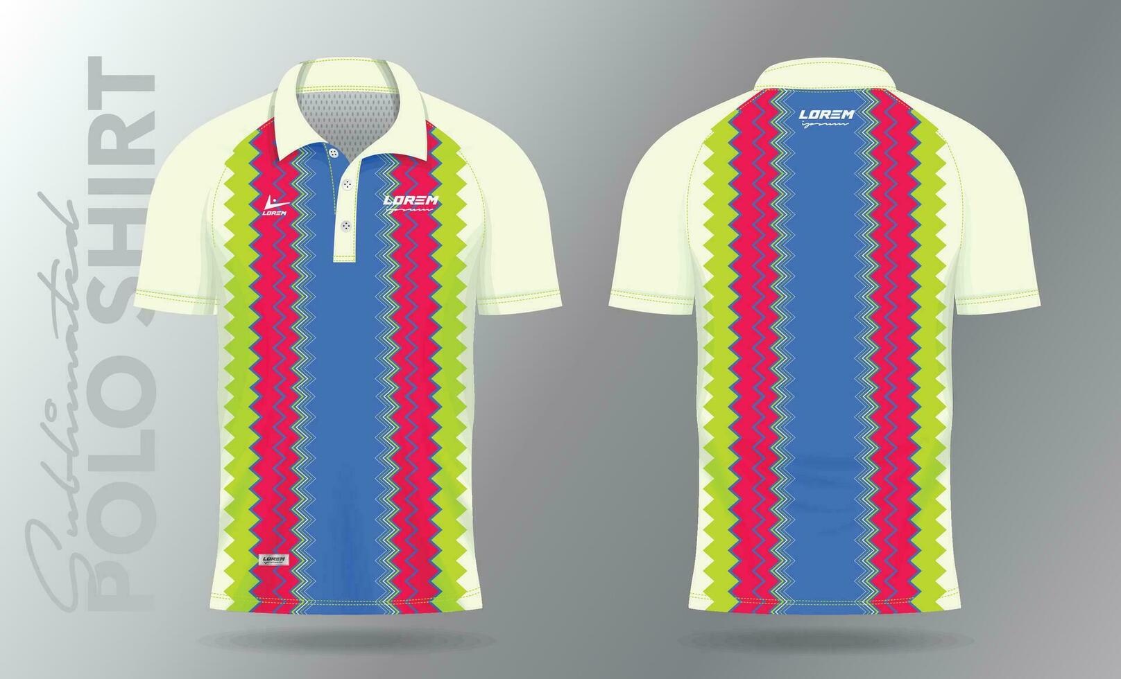 sublimering polo skjorta attrapp mall design för badminton jersey, tennis, fotboll, fotboll eller sport enhetlig vektor