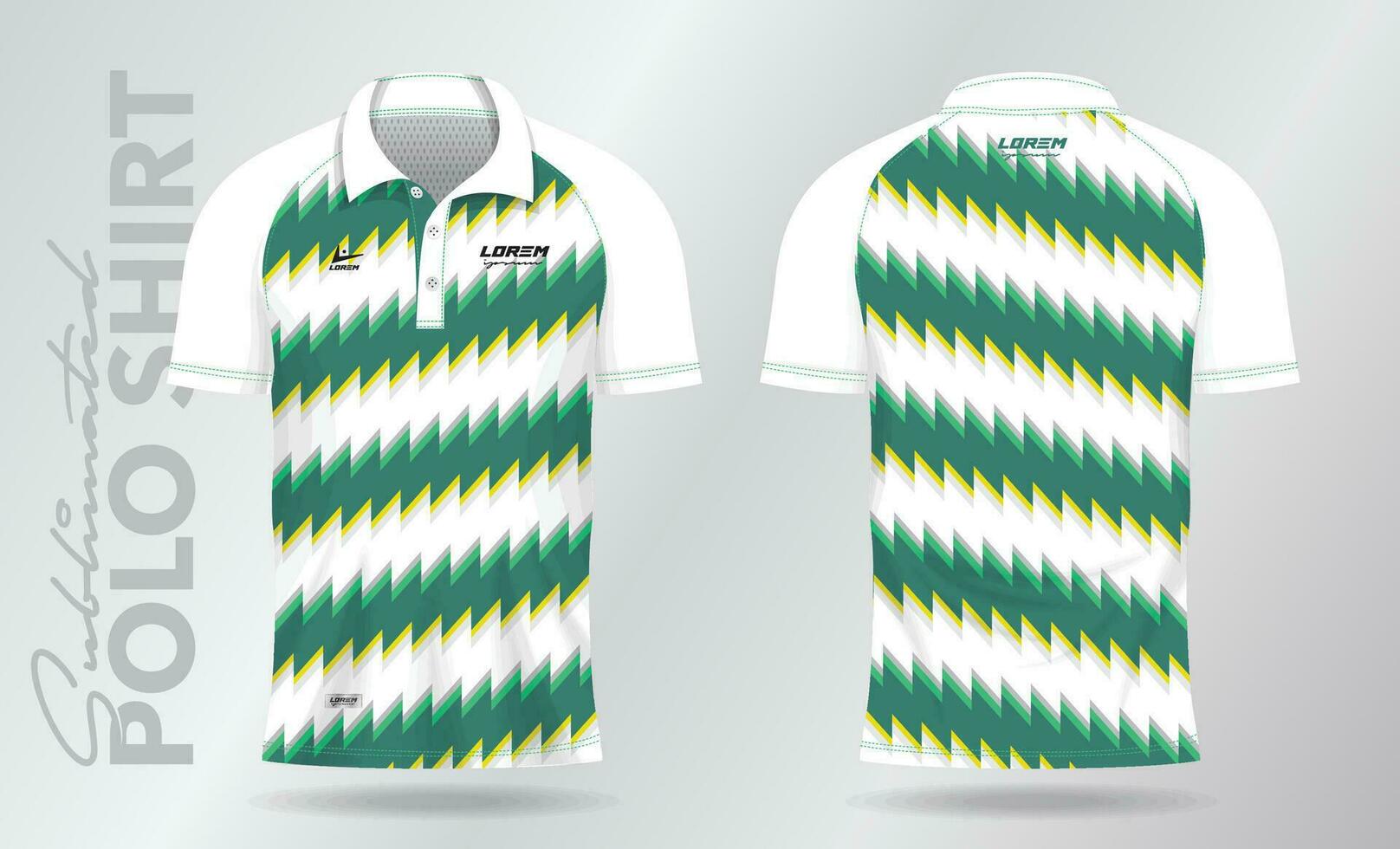 grön gul sublimering polo skjorta attrapp mall design för badminton jersey, tennis, fotboll, fotboll eller sport enhetlig vektor