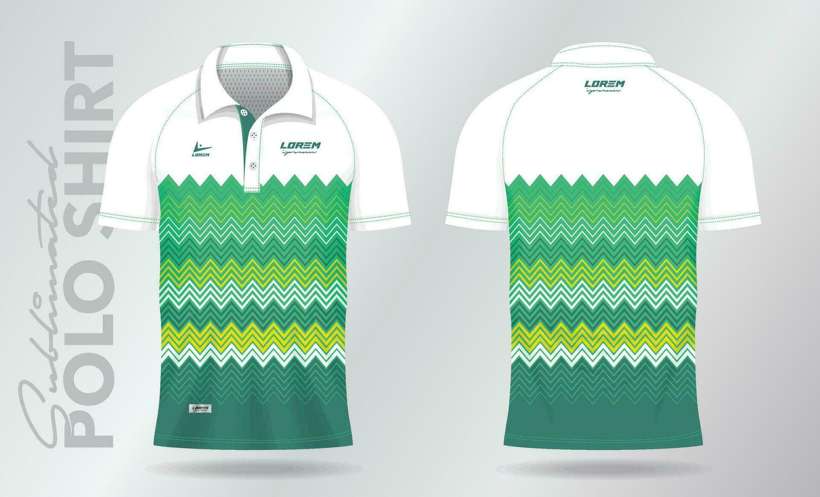 grön gul sublimering polo skjorta attrapp mall design för badminton jersey, tennis, fotboll, fotboll eller sport enhetlig vektor