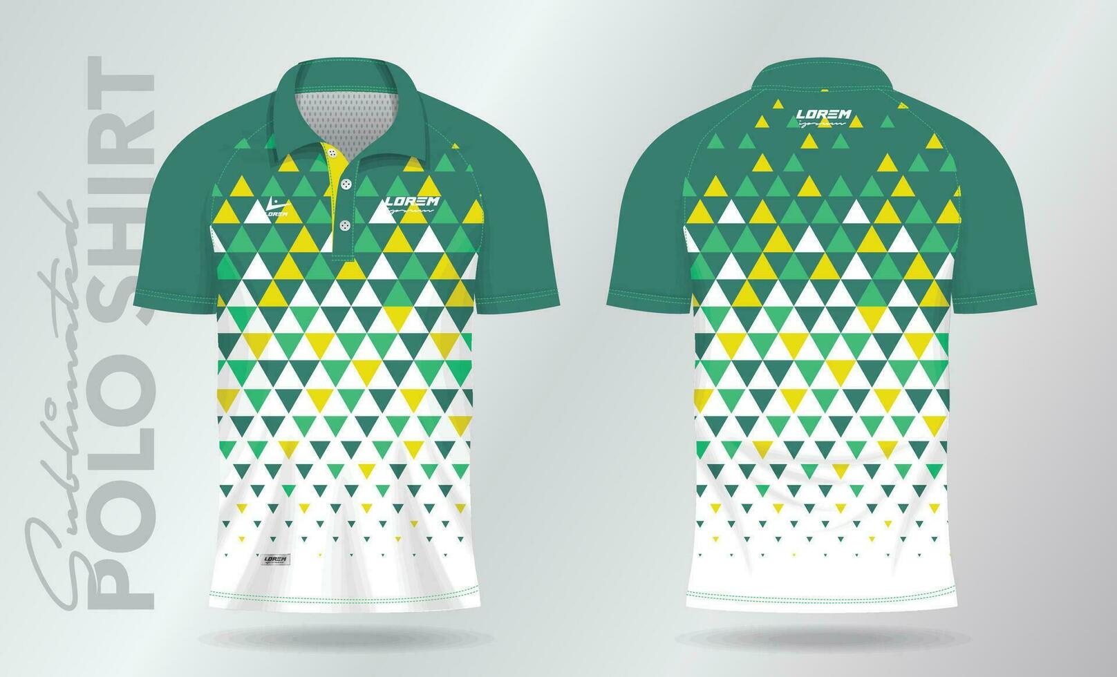 grön gul sublimering polo skjorta attrapp mall design för badminton jersey, tennis, fotboll, fotboll eller sport enhetlig vektor